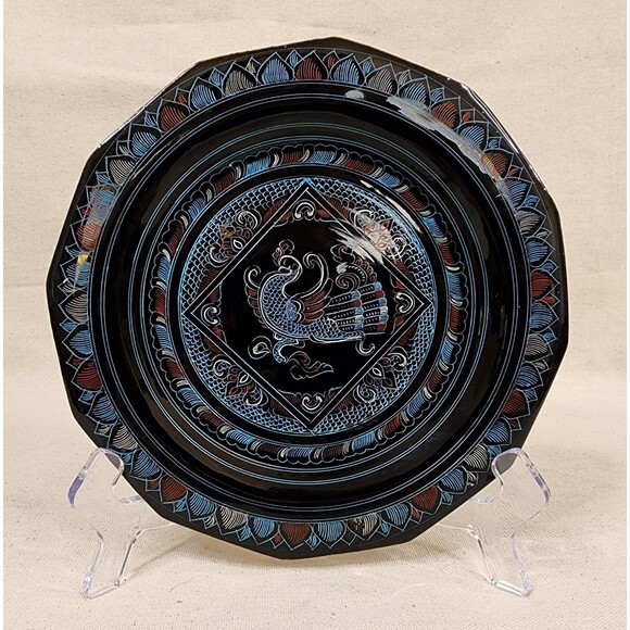 Vintage Hand-Painted 12-Sided Folk Art Wood Plates – Set of 4 (1970s–1980s) - Picture 4 of 14